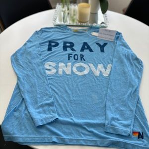 NWT…Pray for Snow Long Sleeve Tshirt $125 
Size: Large
Color: Sky
*Sold Out**